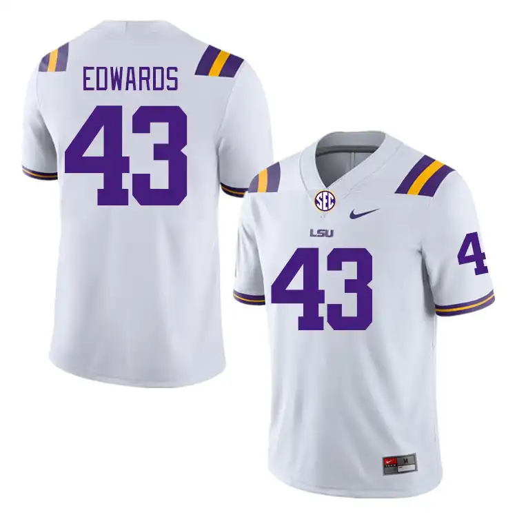 Men's LSU Tigers Ty'son Edwards #43 White NCAA Football Jersey